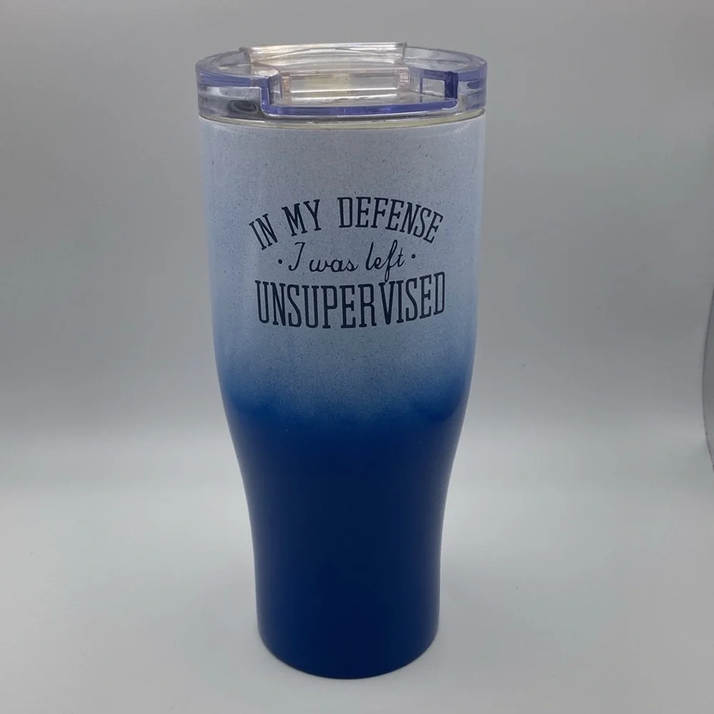 Humorous Stainless Steel Tumbler Lid “In My Defense I Was Left Unattended”